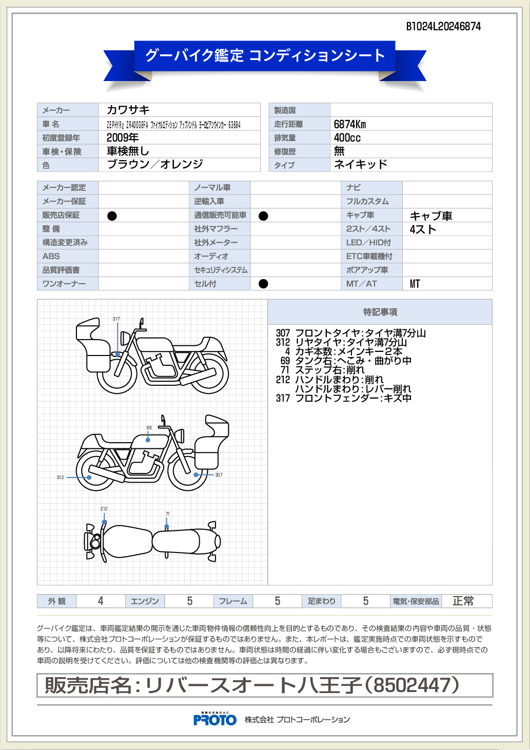 カワサキ ZEPHYRχ ZR400G8FA ファイナル カワサキ ZEPHYRχ ZR400G8FA ファイナル